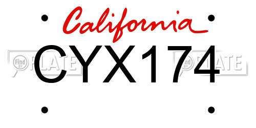 CYX174 California License Plate