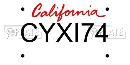 CYXI74 California License Plate