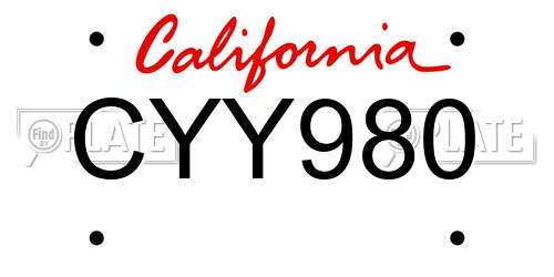 CYY980 California License Plate