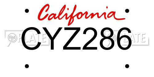 CYZ286 California License Plate