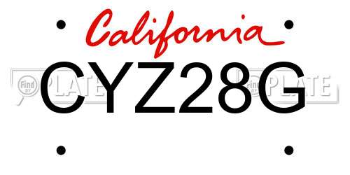 CYZ28G California License Plate