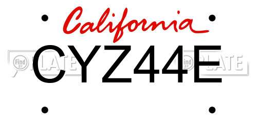CYZ44E California License Plate