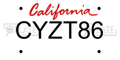 CYZT86 California License Plate