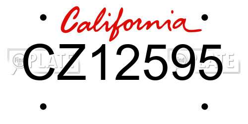 CZ12595 California License Plate