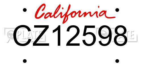 CZ12598 California License Plate