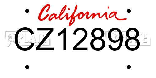 CZ12898 California License Plate