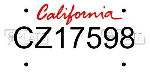 CZ17598 California License Plate