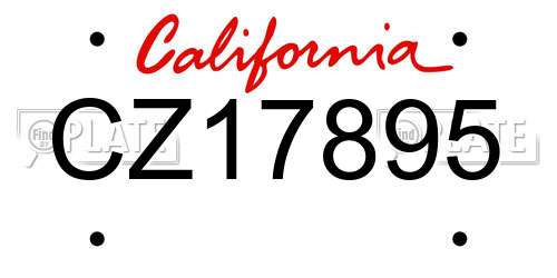 CZ17895 California License Plate