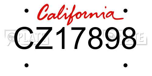 CZ17898 California License Plate