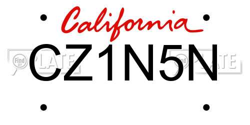 CZ1N5N California License Plate