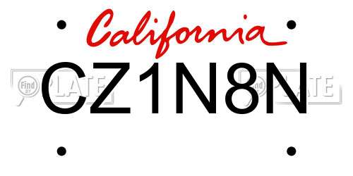 CZ1N8N California License Plate