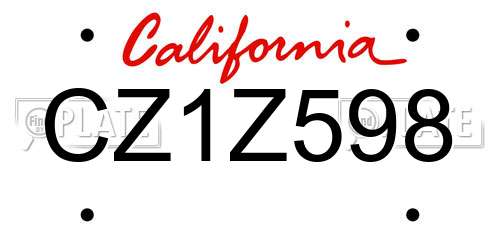 CZ1Z598 California License Plate