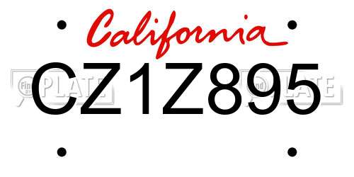 CZ1Z895 California License Plate