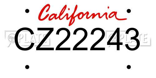 CZ22243 California License Plate
