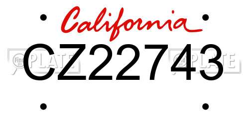 CZ22743 California License Plate