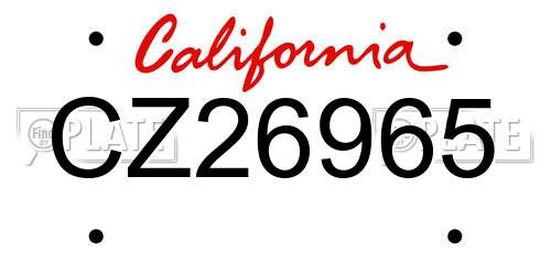 CZ26965 California License Plate