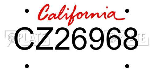 CZ26968 California License Plate