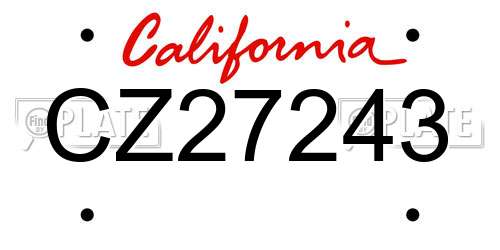 CZ27243 California License Plate