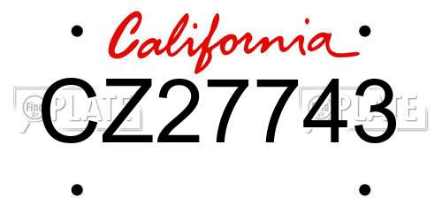 CZ27743 California License Plate
