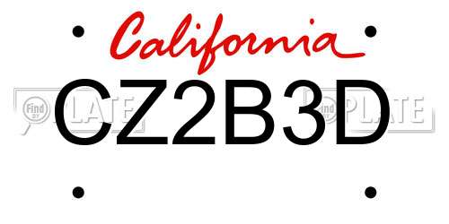 CZ2B3D California License Plate