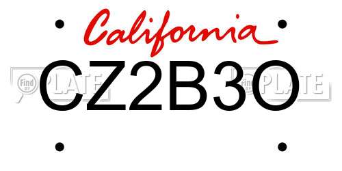 CZ2B3O California License Plate