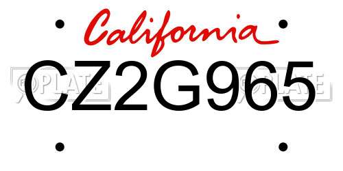 CZ2G965 California License Plate