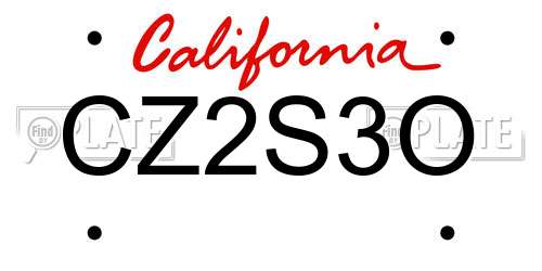 CZ2S3O California License Plate