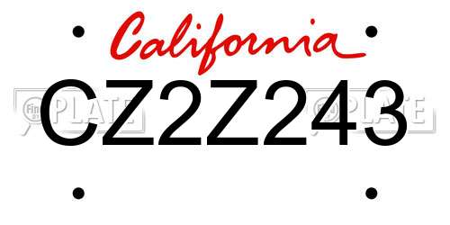 CZ2Z243 California License Plate
