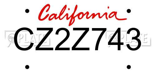 CZ2Z743 California License Plate
