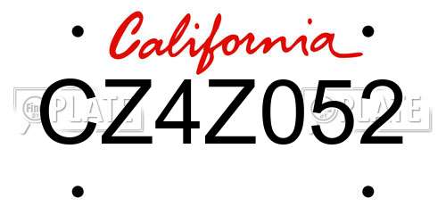 CZ4Z052 California License Plate