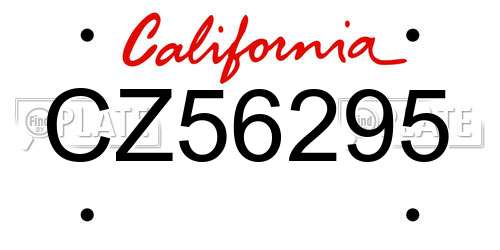 CZ56295 California License Plate