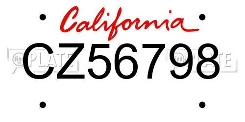 CZ56798 California License Plate