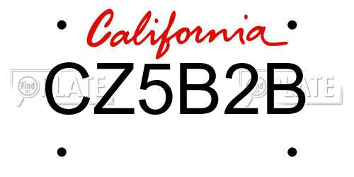 CZ5B2B California License Plate