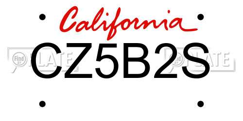 CZ5B2S California License Plate