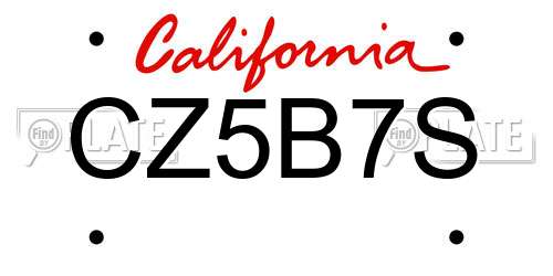 CZ5B7S California License Plate