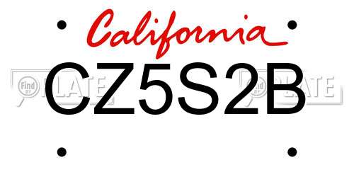 CZ5S2B California License Plate