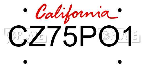 CZ75PO1 California License Plate