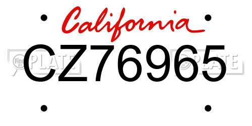 CZ76965 California License Plate
