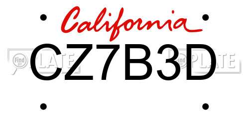 CZ7B3D California License Plate