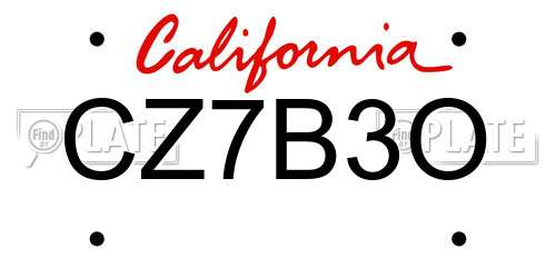 CZ7B3O California License Plate