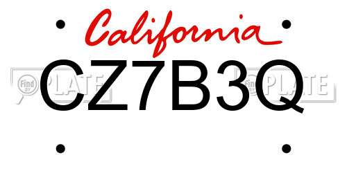 CZ7B3Q California License Plate