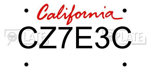 CZ7E3C California License Plate