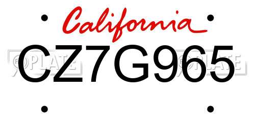 CZ7G965 California License Plate