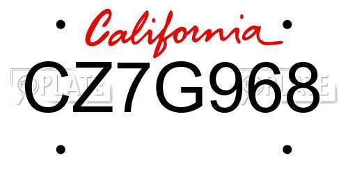 CZ7G968 California License Plate