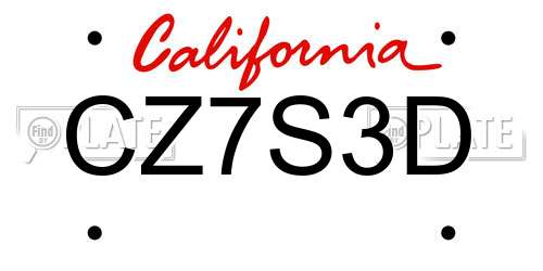 CZ7S3D California License Plate
