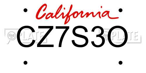 CZ7S3O California License Plate