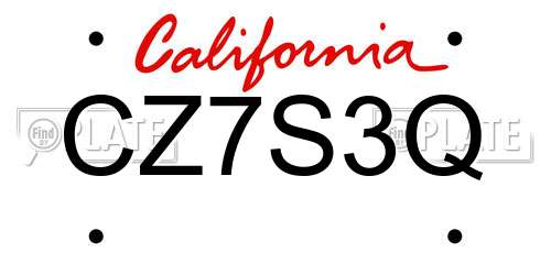 CZ7S3Q California License Plate