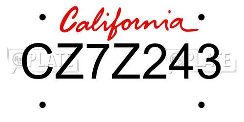 CZ7Z243 California License Plate