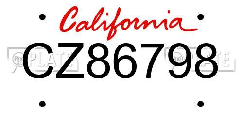 CZ86798 California License Plate