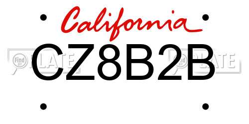 CZ8B2B California License Plate